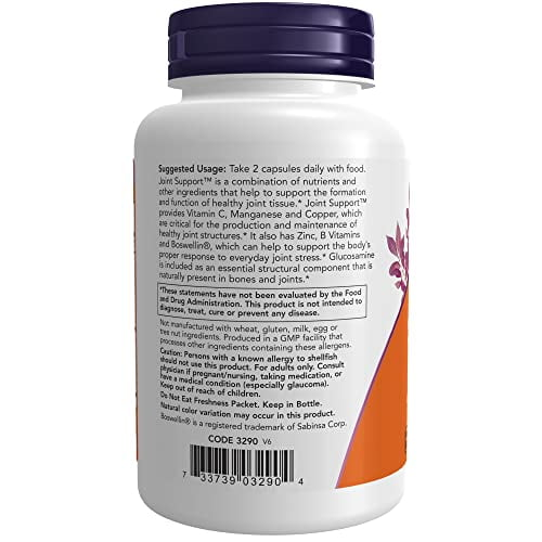 NOW Supplements, Joint Support with Glucosamine, Boswellin and Sea Cucumber, 90 Capsules