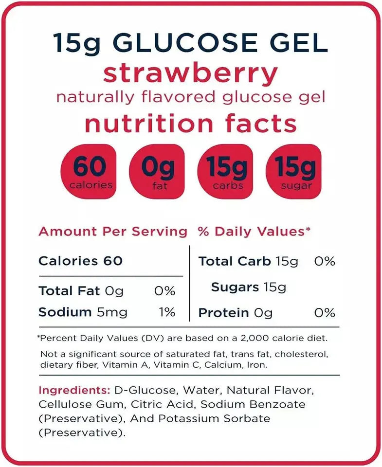 Transcend Glucose Gel Packs - Strawberry, 15 Pack (1.1oz Each) - FSA/HSA Eligible - Glucose Gel Packs for Diabetics, Blood Sugar Support Transcend