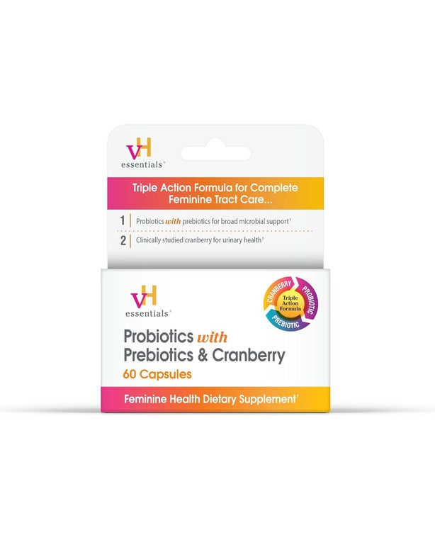 vH essentials Probiotics with Prebiotics and Cranberry Feminine Health Supplement - 60 Capsules