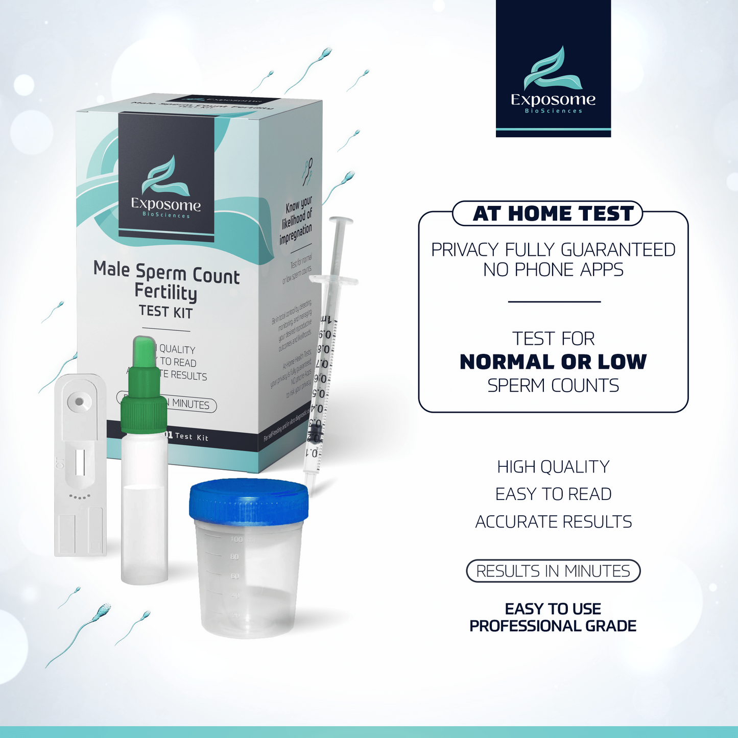 Exposome BioSciences Male Fertility Home Test Kit - Check for Normal or Low Sperm Counts.