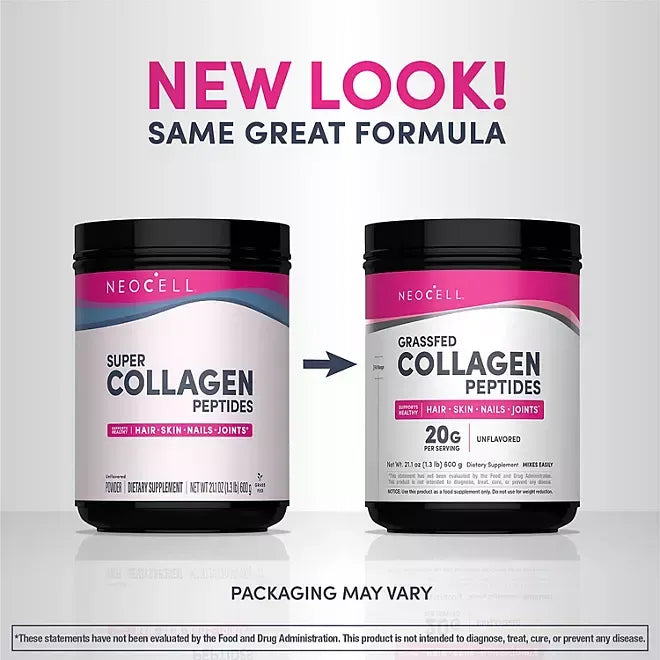NeoCell Super Collagen Peptides Powder, Unflavored, 20 g, 21.2 oz