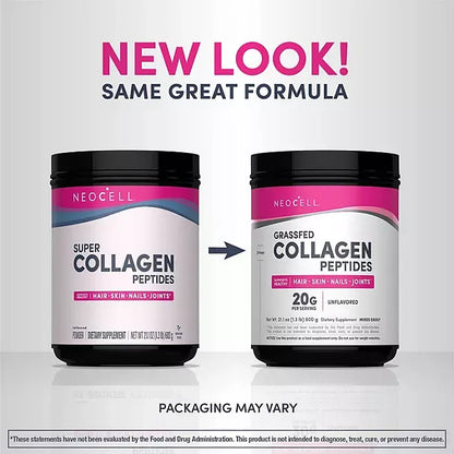 NeoCell Super Collagen Peptides Powder, Unflavored, 20 g, 21.2 oz