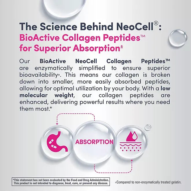 NeoCell Super Collagen Peptides Powder, Unflavored, 20 g, 21.2 oz