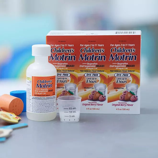 Motrin Children's Ibuprofen Oral Suspension Original Berry Flavor, 100 mg, Original Berry Flavor 4 oz