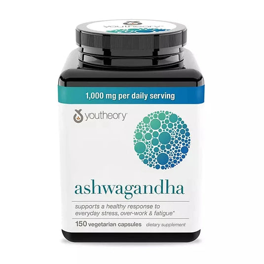 Youtheory Ashwagandha 1000 mg Vegetarian Capsules 150 ct. Youtheory