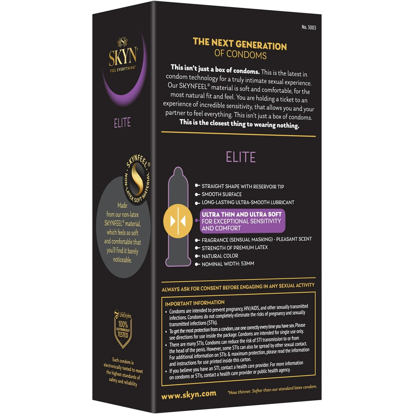 SKYN Elite Non-Latex Lubricated Condoms, 12 Count