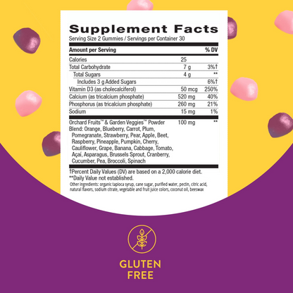Nature's Way Alive Premium Calcium + D3 Gummies, Supports Healthy Bones & Muscles*, Strawberry and Raspberry Lemonade Flavored, 60 Gummies