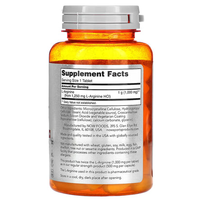 NOW Foods, L-Arginine, 1,000 mg, 60 Tablets