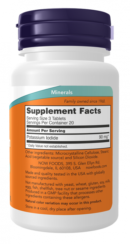 NOW Supplements, Potassium Iodide 30 mg, Non-GMO Project Verified, Dietary Supplement, 60 Tablets