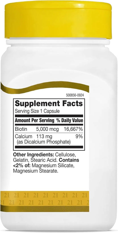 21st Century Biotin, 5,000 mcg, 110 Capsules