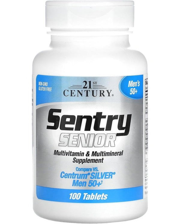21st Century Sentry Senior Men 50Plus Tablets, White Unscented 100 Count
