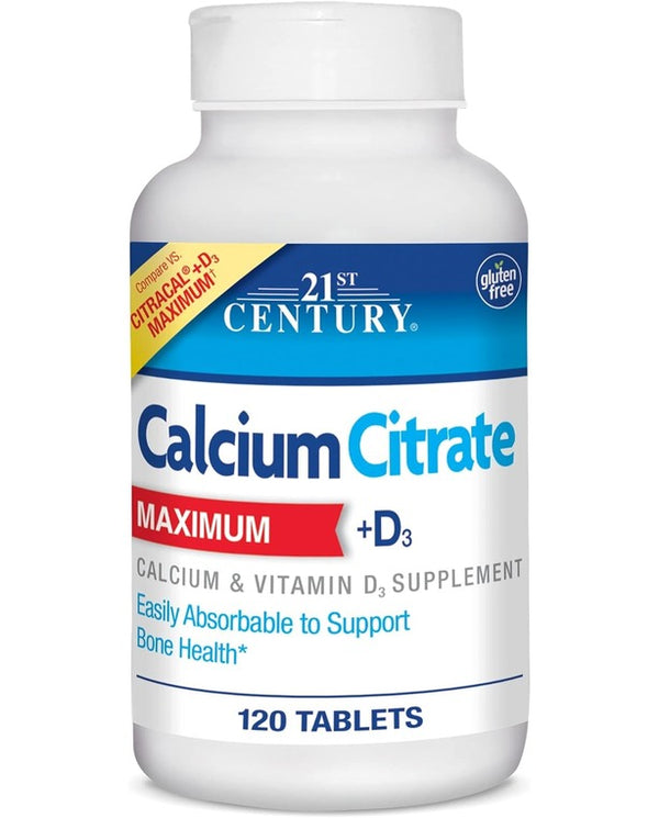 21st Century Calcium Citrate + D3 Maximum Supplement (120 Count)