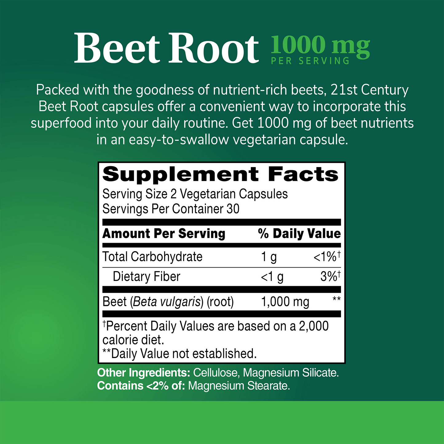 21st Century Traditional Beet Root 1000 mg, 90 Capsules