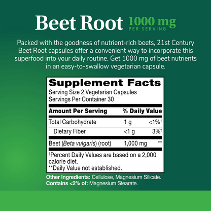 21st Century Traditional Beet Root 1000 mg, 90 Capsules