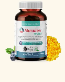 Natural Eye Health Vitamins with Bilberry Zeaxanthin Lutein - Macular Support Supplement, Formula Based On AREDS2® Clinical Trials Plus Carotenoids Quercetin EGCG - Macutene® Protect (60 Capsules) Eyecheck