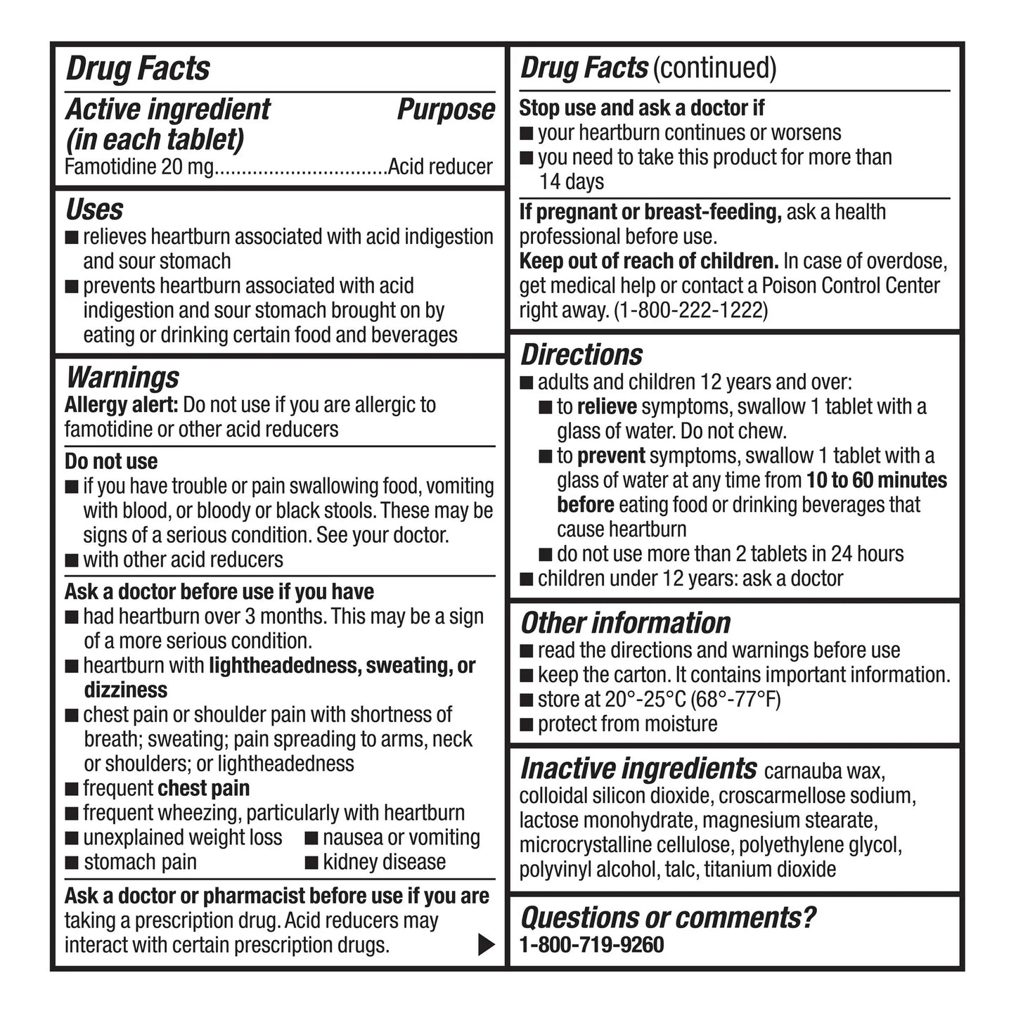 Equate Maximum Strength Famotidine Tablets, 20 mg, Acid Reducer, 100 Count