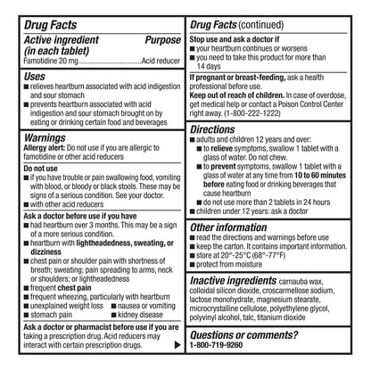 Equate Maximum Strength Famotidine Tablets, 20 mg, Acid Reducer, 100 Count