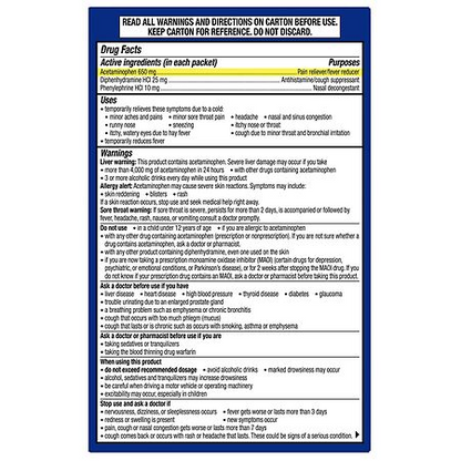 Theraflu Nighttime Multi-Symptom Severe Cold Powder, White Tea and Honey Lemon, 6 Ct