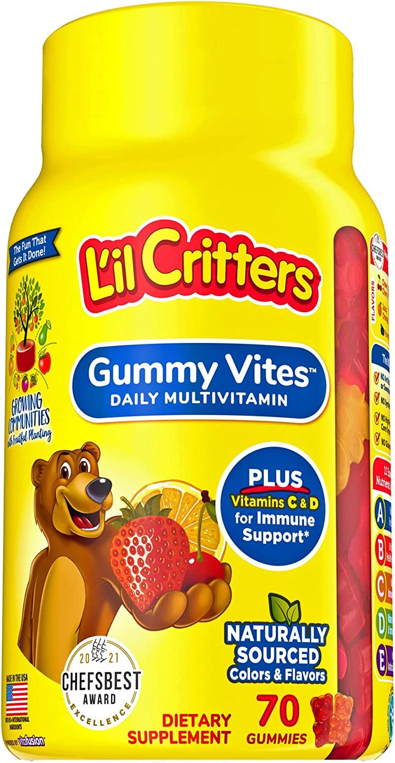 L'il Critters Gummy Vites Daily Kids Gummy multivitamin: Vitamins C, D3 and Zinc for Immune Support* 70 ct (35-70 day supply), 5 delicious flavors from America’s number one Kids Gummy Vitamin Brand