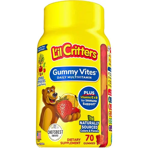 L'il Critters Gummy Vites Daily Kids Gummy multivitamin: Vitamins C, D3 and Zinc for Immune Support* 70 ct (35-70 day supply), 5 delicious flavors from America’s number one Kids Gummy Vitamin Brand