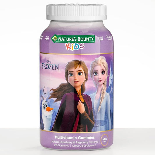 Disney' Frozen Kids Gummy Multivitamin, Natural Strawberry & Raspberry Flavored, Vitamins A, C, D, E, and Select B Vitamins, 180 Gummies