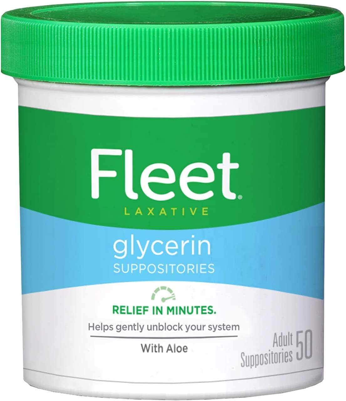 Fleet Laxative Glycerin Suppositories for Adult Constipation, Adult Laxative Jar Aloe vera, 50 Count