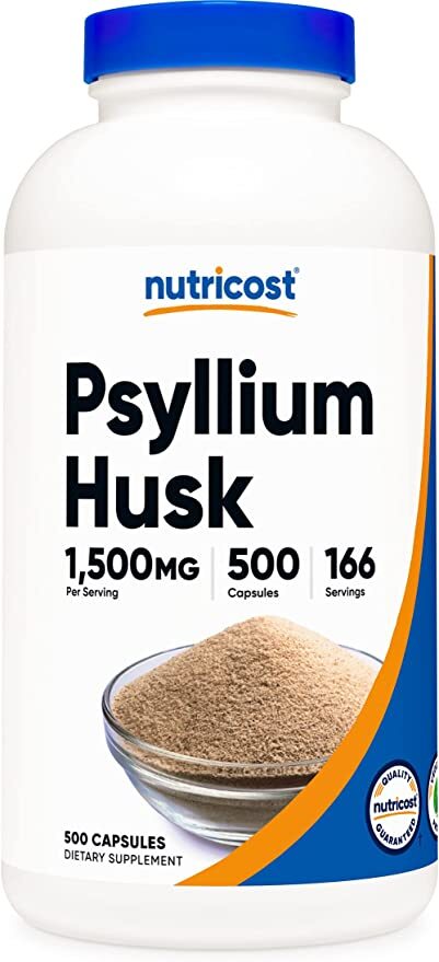 Nutricost Psyllium Husk 1500mg Per Serving, 500 Capsules - Non-GMO & Gluten Free