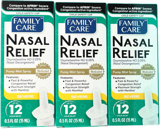 Nasal Relief Spray, Pump Mist, Anti-drip, Severe Congestion, (Oxymetazoline HCI) 12 Hours