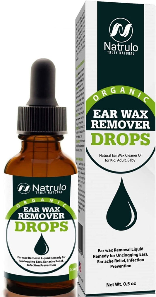 Organic Ear Wax Remover Drops for Clogged Ears Natural Ear Wax Cleaner Oil for Kid, Adult, Baby Earwax Removal Liquid Remedy for Unclogging Ears.