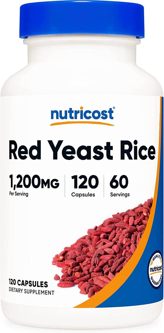 Red Yeast Rice 1200mg, 120 Capsules - 60 Serv, Veggie Caps, Non-GMO, Gluten Free