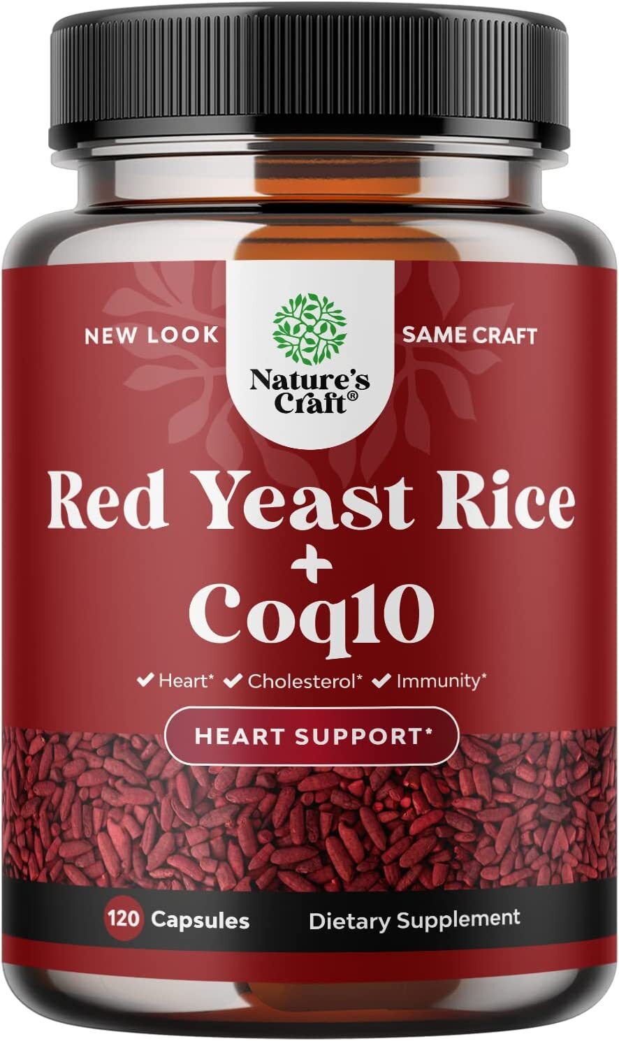 Red Yeast Rice with CoQ10 Supplement - Extra Strength Citrinin-Free Red Yeast Rice 1200 mg. Capsules with CoQ10 100mg - Naturally Occurring Monacolin K Heart Health Supplement - 120 Veggie Capsules