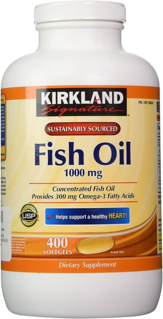 Kirkland Signature Fish Oil Concentrate with Omega-3 Fatty Acids, 400 Softgels, 1000mg