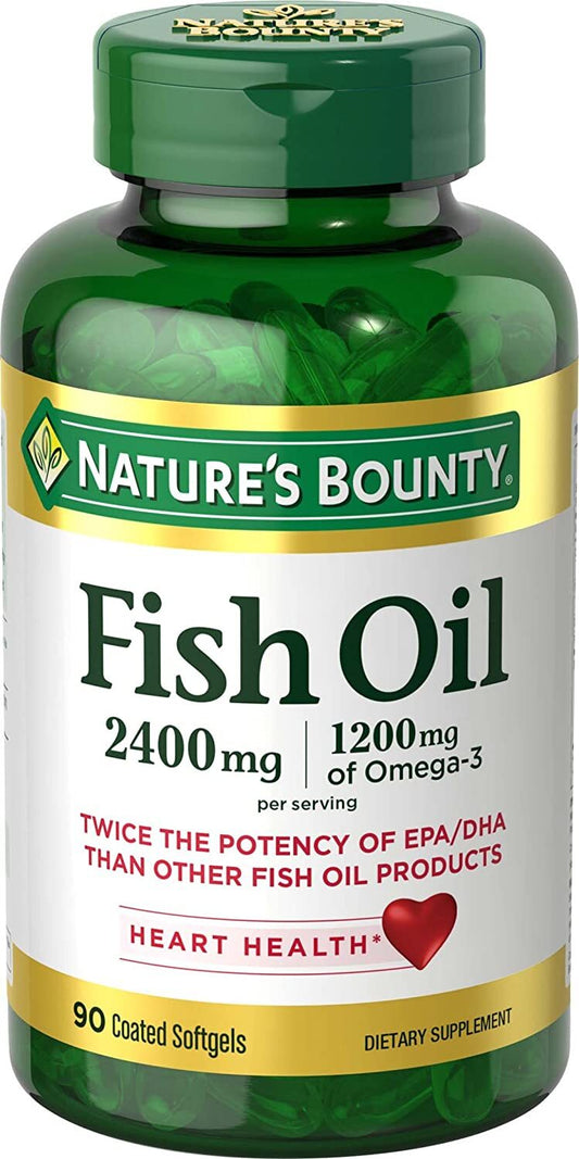 Fish Oil, Supports Heart Health, 2400mg, Coated Softgels, 90 Ct.