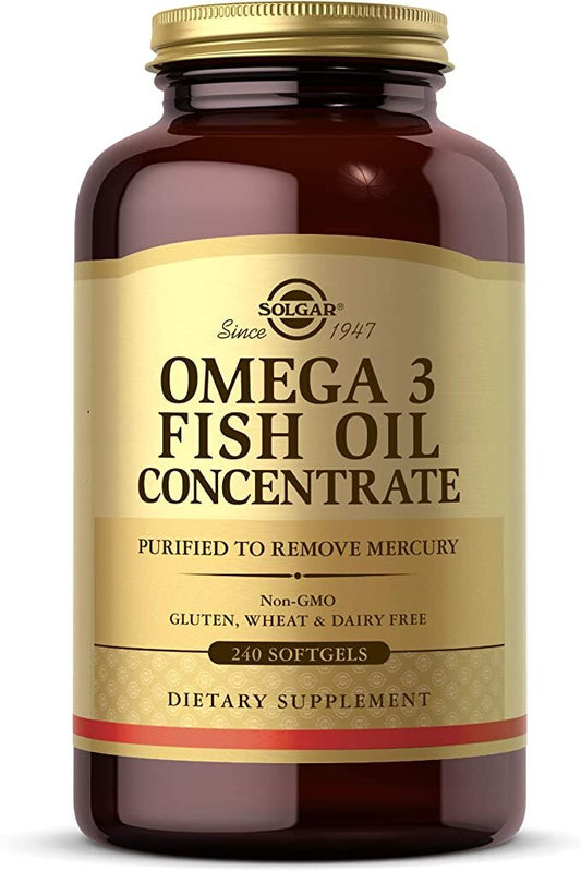 Omega-3 Fish Oil Concentrate, 240 Softgels - Support for Cardiovascular, Joint & Brain Health - Contains EPA & DHA Fatty Acids - Non GMO, Gluten/ Dairy Free - 120 Servings