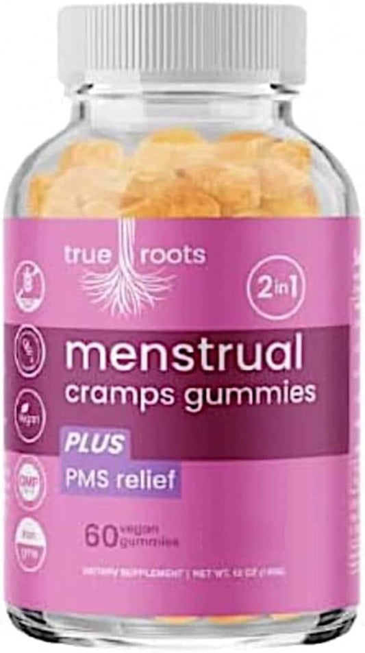 Menstrual Cramp Relief Period Relief Gummies True Roots | PMS Support Supplement for Women | Healthy Flow | Flo PMS Menstrual Cycle Relief, Cramping and...