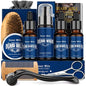 Beard Growth Kit - Beard Kit with Beard Roller, Beard Growth Oil, Beard Wash, Beard Balm, Beard Brush, Comb, Shaving Scissors, Bag, eBook