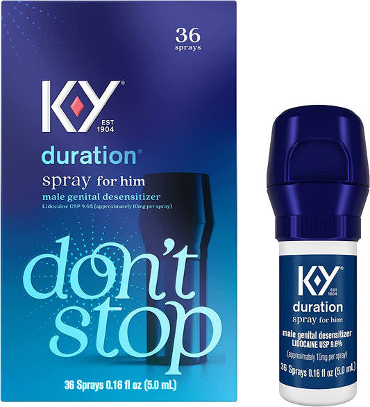 K-Y Duration Spray 0.16 fl oz, for Men, Adult Couples, Lidocaine Numbing Male Genital Desensitizer to Last Longer, Pleasure Enhancer, 36 Sprays, No Mess Easy Application