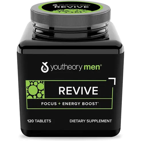 Youtheory Revive for Men - Plant-Based Clean Energy, 120 Tablets