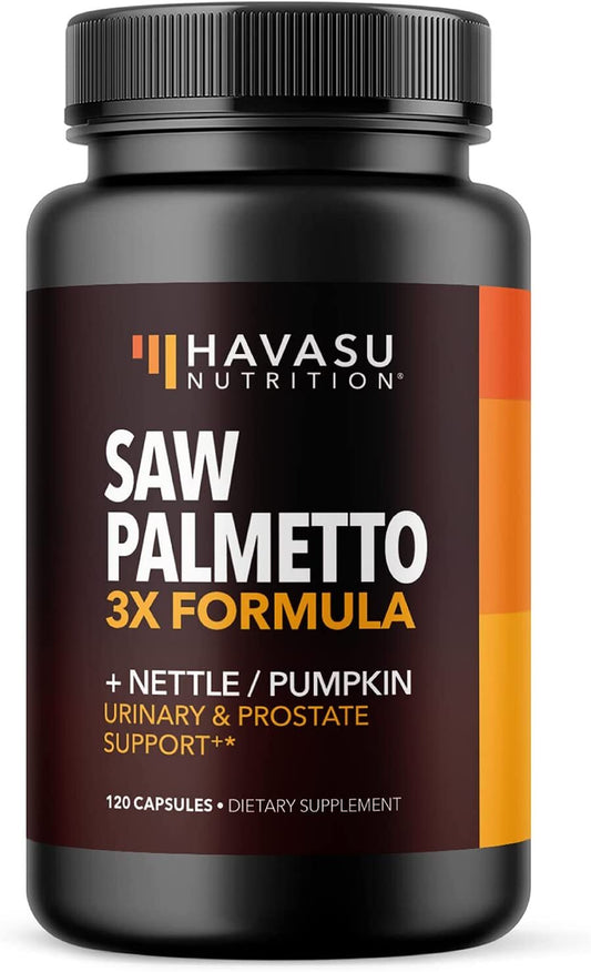 Havasu Nut Palmetto Prostate Supplement for Men | Nettle Seed & Pumpkin Seed Oil Capsules for Potent 3X Formula | Ultimate Prostate & Bladder Support for Older Men | 2 Month Supply with 120 Male Pills