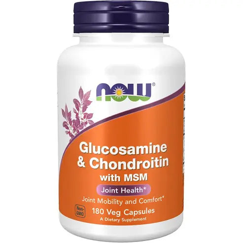 NOW Supplements, Glucosamine & Chondroitin with MSM, Joint Health, Mobility and Comfort*, 180 Veg Capsules