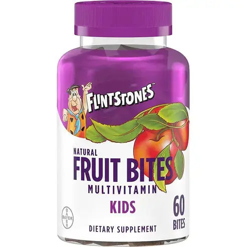 Flintstones Multivitamin Natural Fruit Bites Kids Vitamins: Vitamin D, Zinc, Vitamin B12, Biotin, Vitamin B6, A, E, 60 Ct Flintstones