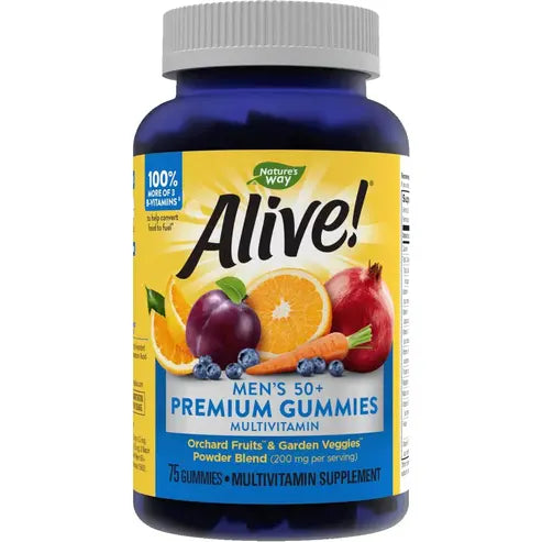 Nature's Way Alive Multivitamins  50+ Premium Gummies, 15 Vitamins and Minerals Gummies, 75 Gummies