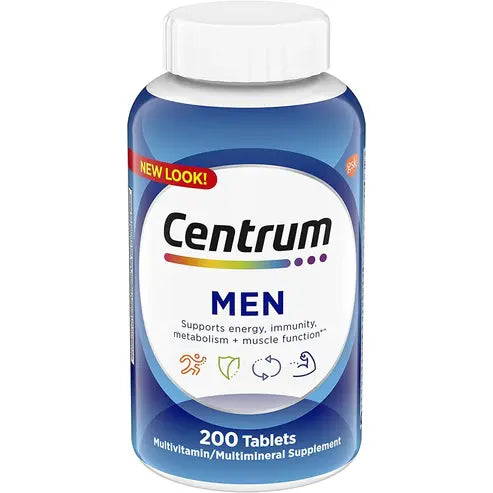 Centrum Multivitamin for Men, Multivitamin/Multimineral Supplement with Vitamin D3, B Vitamins and Antioxidants, Gluten Free, Non-GMO Ingredients - 200 Count