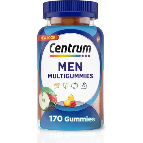 Centrum MultiGummies Gummy Multivitamin for Men, Multivitamin/Multimineral Supplement with Selenium, Antioxidants and Vitamin D3, Assorted Fruit Flavor - 170 Count