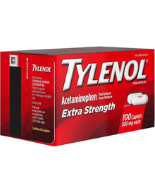 Tylenol Extra Strength Caplets with 500 mg Acetaminophen, Pain Reliever & Fever Reducer, Acetaminophen for Minor Arthritis Pain, Headache, Backache - 100 count Tylenol