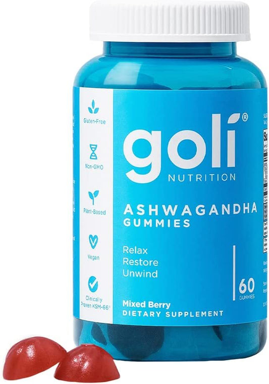 Ashwagandha & Vitamin D Gummy - 60 Count - Mixed Berry, KSM-66, Vegan, Plant Based, Non-GMO, Gluten-Free & Gelatin Free Relax. Restore. Unwind