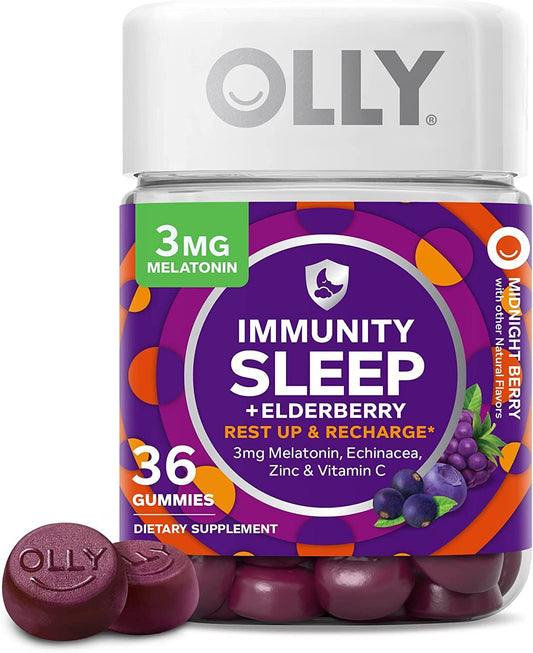 Immunity Melatonin Gummy, Vitamin C, Zinc, Echinacea, 3mg Melatonin, Immune and Sleep Support, Berry - 36 Count