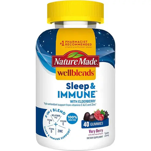 Nature Made Wellblends Sleep and Immune with Elderberry, Sleep Aid and Immune Support Supplement, with Vitamin D3, Vitamin C, Vitamin E, Zinc, and Melatonin...