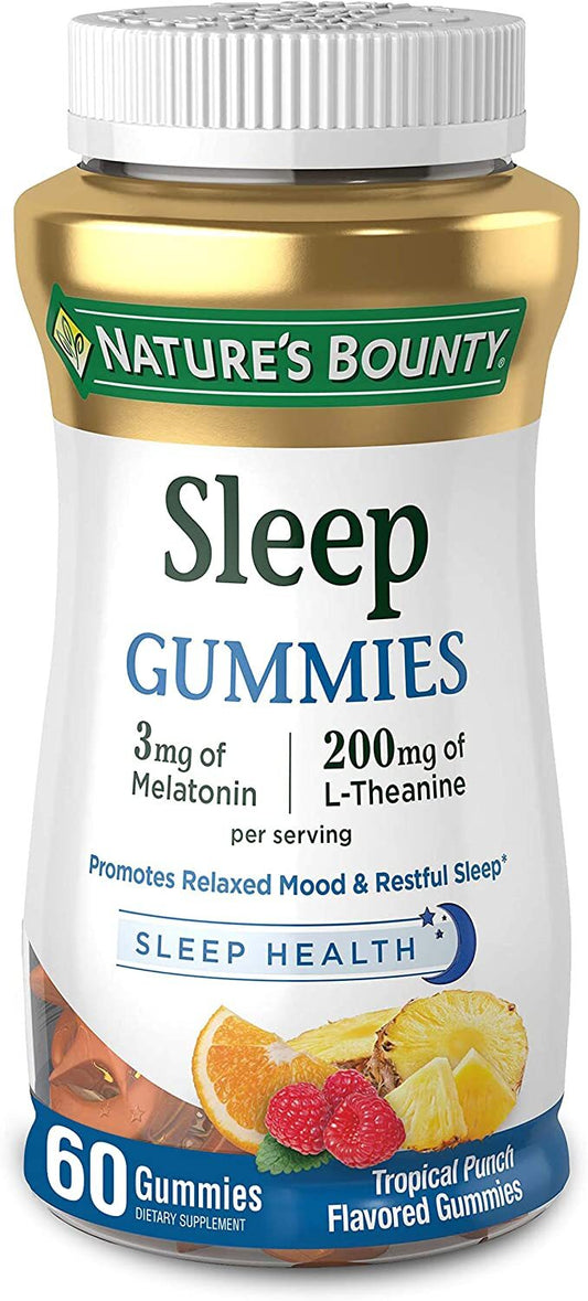 Nature's Bounty 100% Drug Free Sleep Aid, Dietary Supplement, Promotes Relaxation and Sleep Health, 3mg Melatonin and 200mg L-Theanine