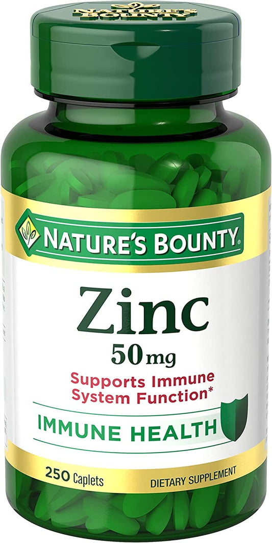 Nature's Bounty, Zinc 50mg, Immune Support & Antioxidant Supplement, Promotes Skin Health 250 Caplets